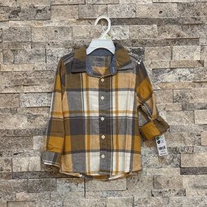 OshKosh B'gosh Yellow and Gray Plaid Button-Down Shirt